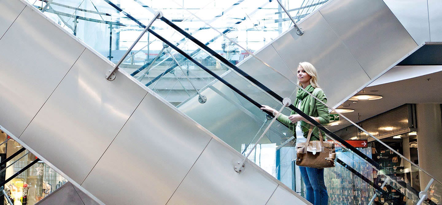 KONE modular escalator modernization solutions in Kamppi retail centre.